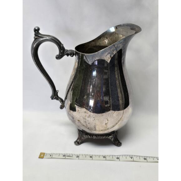 Vintage Silver Plated WM Rogers 817 Footed Ice Guard Water Beverage Pitcher - Picture 9 of 12